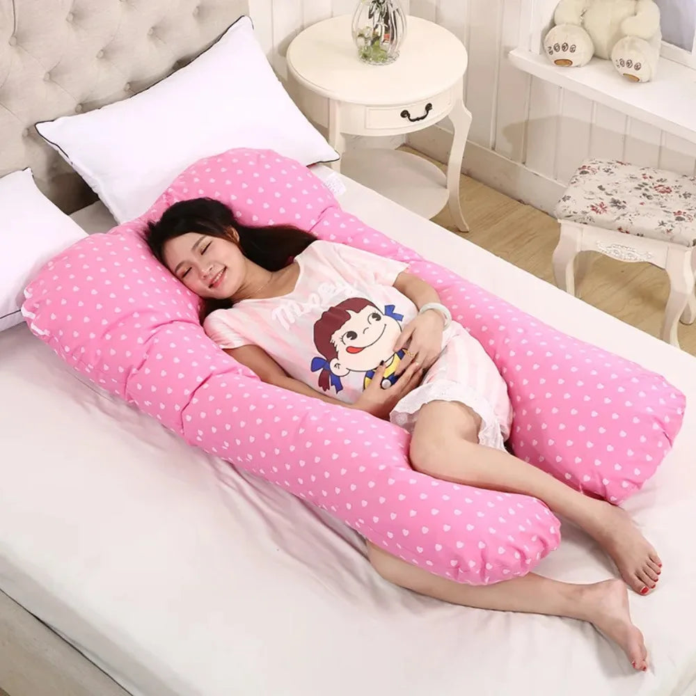 Multifunctional Pregnancy Pillow Four Seasons Universal Printed Pattern U-Shaped Waist Support Cushion Maternity Long Pillow