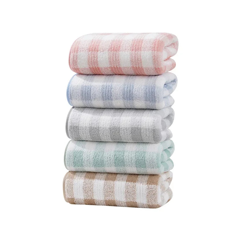 Japanese Minimalist Plaid Towel Absorbent Thick Soft Bath Towel Cotton Washing Bath Towels Two In One Parent Child Set Towel