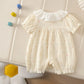 0 - 2 Y Newborn Outdoor Clothes Adorable Baby Girls' Cotton Short Sleeved Romper with Lace Doll Collar Cute and Soft Fabric