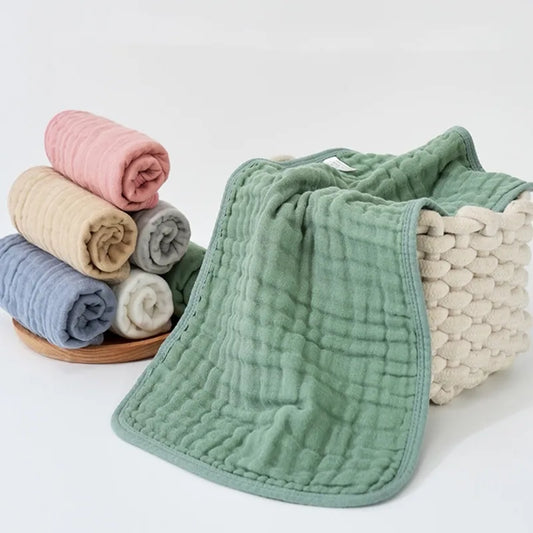 6pcs/lot Muslin 6 layers Cotton Soft Baby Towels Baby Face Towel Handkerchief Bathing Feeding Face Washcloth Wipe Burp Cloth