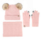 Winter Velvet Outdoor Travel Warm Knit Children's Colorful Wool Ball Hat Scarf Gloves Three Piece Set Luxury Holiday Gift