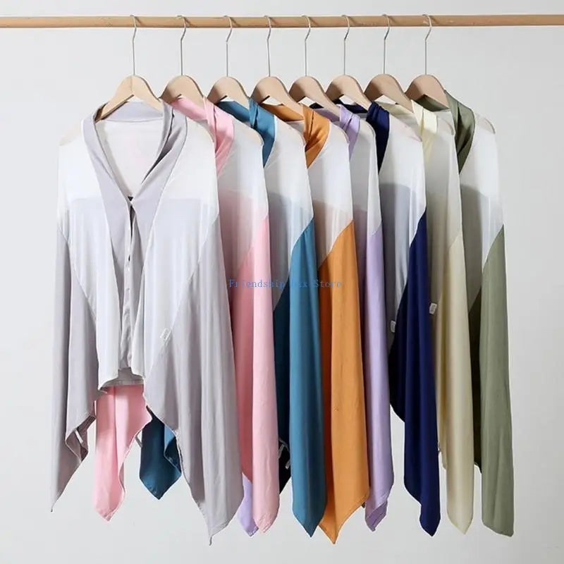 F1CB Upgrades Nursing Cover Scarf Breastfeeding Apron Soft & Breathable Privacy Feeding Shawl Pram Sunshade Fiber for Moms