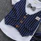 2PCS Baby Set Summer Children's Outgoing Plaid Gentleman Style Fake Two Piece Vest Short Sleeve Shorts Set