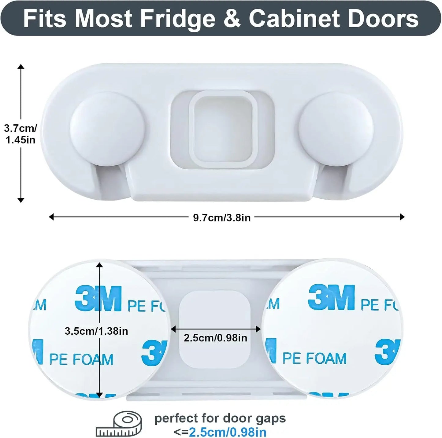 Child Proof Refrigerator Lock, Baby Safety Locks for Fridges, Cabinets, Drawers, Double Doors and More, Ergonomically Designed
