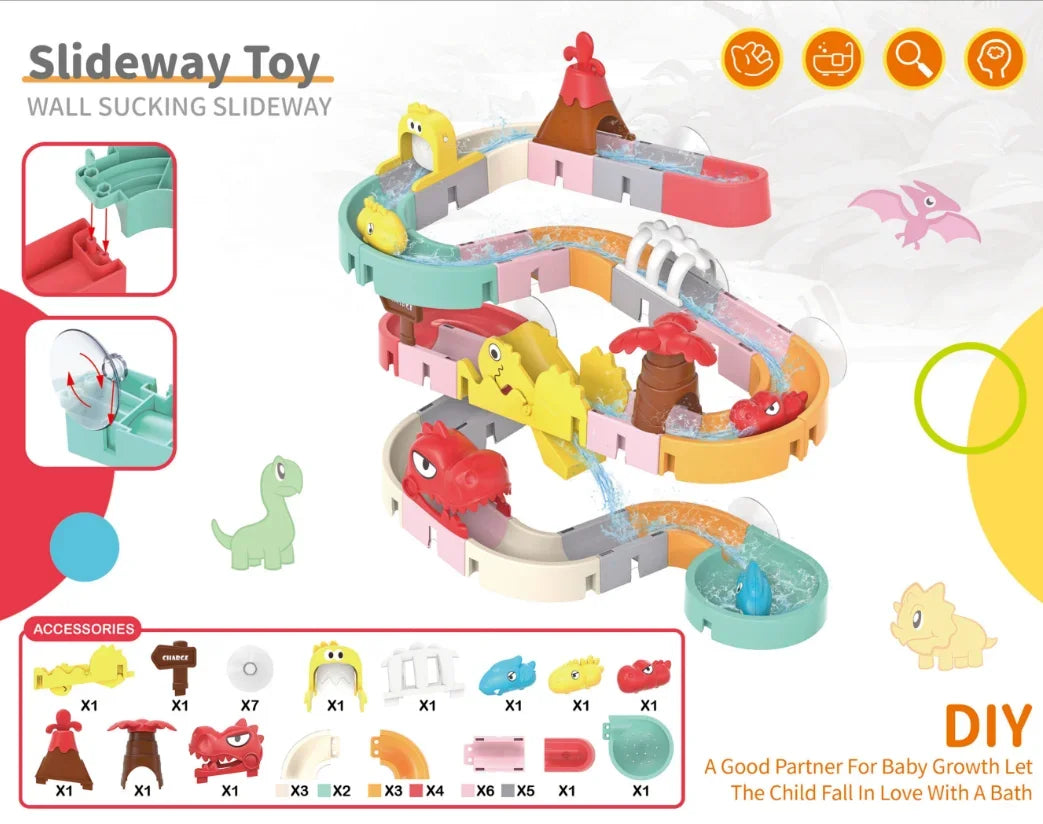 BaBy Spray Outside Pool Bathtub Toys，Water Toys for Kids Bath Toys DIY Building Water Slide Tracks Wall Track Building Set