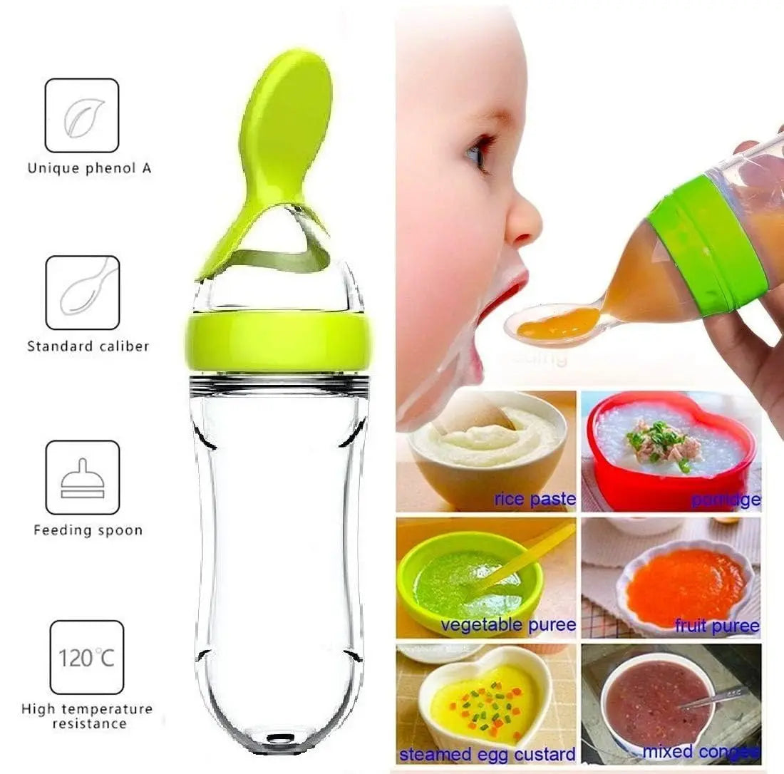 Squeeze Baby Feeder | Silicone Bottle Spoon for Easy Food Feeding