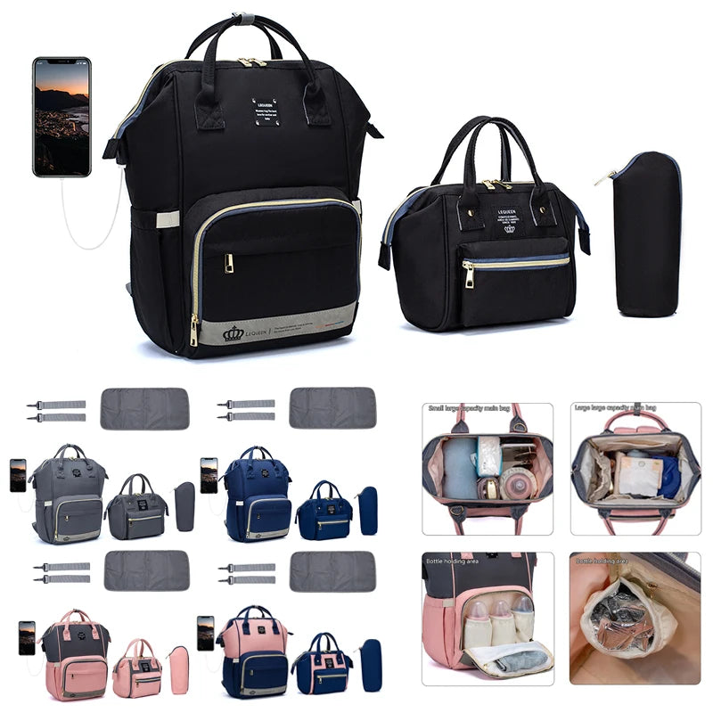 LEQUEEN 5-Piece Diaper Bag Set