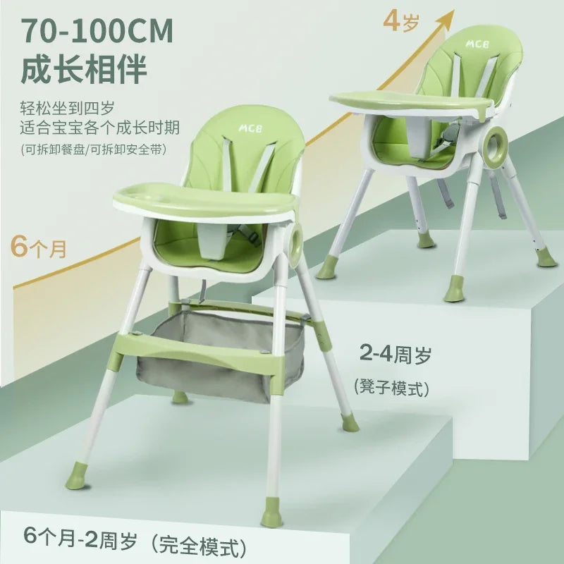 Factory Multi-functional Adjustable Foldable Baby High Chair For Feeding Chair With Big Bag And Safety Belt
