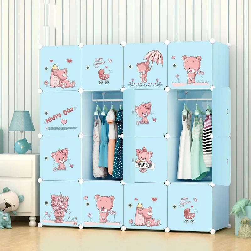 Low Profile Kids Storage Cabinet Cute Baby Clothes Organizer With Plastic Shelves For Nursery Toddler Room Furniture