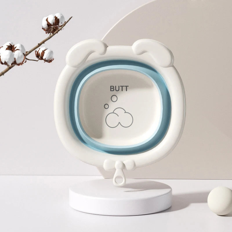Children's silicone folding wash basin, baby specific portable wash basin, thickened and hanging foot basin