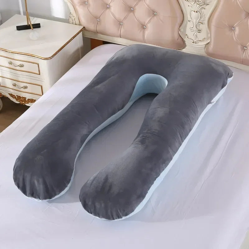 Soft Fleece Pregnant Pillow Gravida U Type Lumbar Pillow Multi Function Side Protect Cushion, Pillowcase, PP Cotton Dropshipping