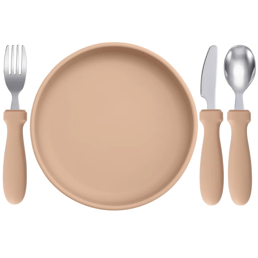 Infant Feeding Set – Silicone Plate, Spoon & Fork