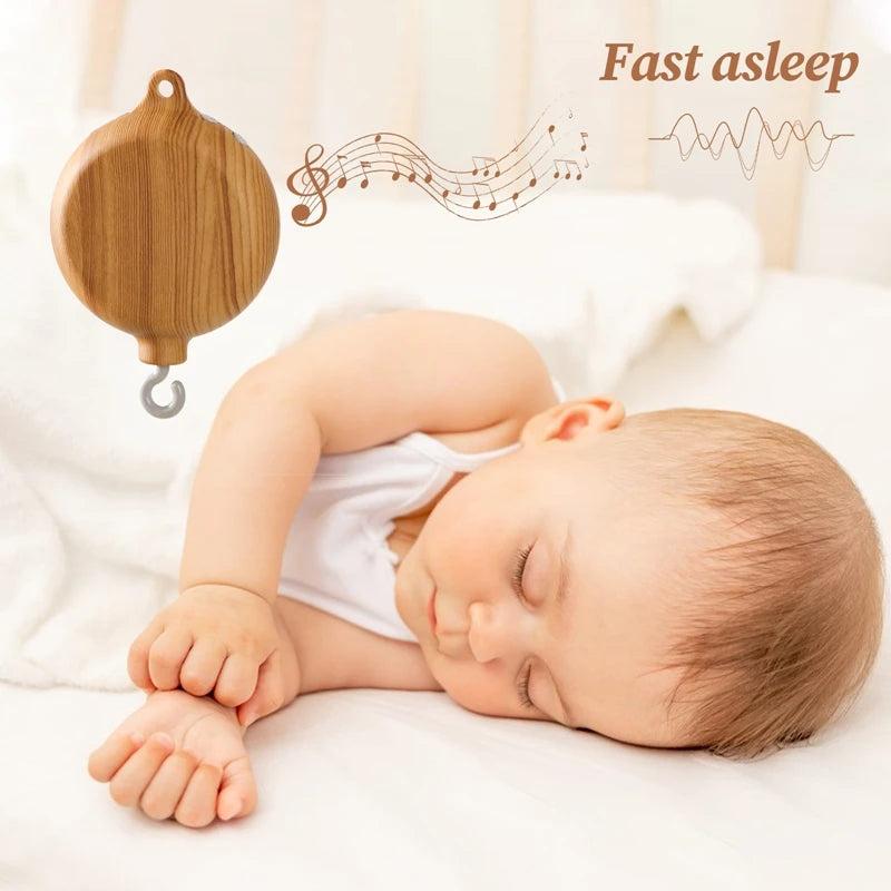Revolving Music Box For Newborns Baby Crib Imitation Wood Color Hanging Rattle Baby Soothing Musical Toys 0-12 Months Baby Gift
