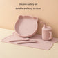 5PCS Baby Silicone Tableware Waterproof Placemat Soft Spoon Fork Suction Baby Dishes Sippy Cup Feeding Training Baby Dinner Set