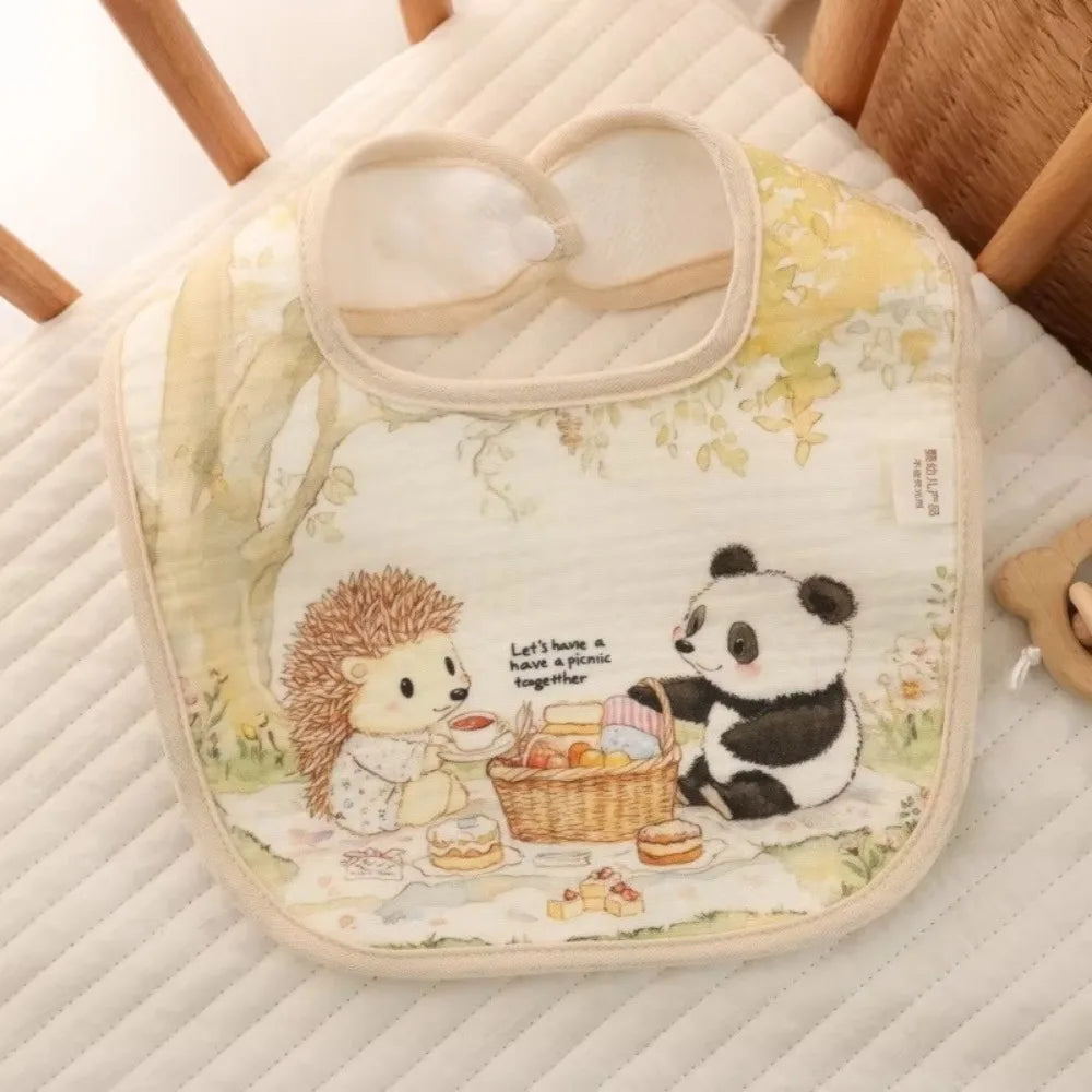 Durable Cotton Baby Bibs Adjustable Neck Waterproof Burp Clothes Baby Care Absorbent Eating Protector for Girls Boys