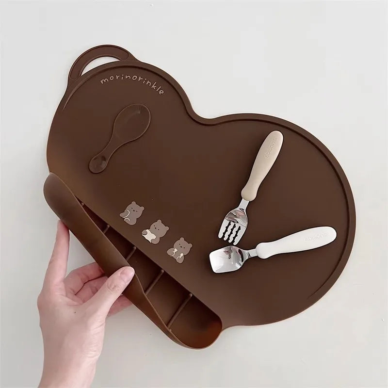 Food Grade Silicone Baby Bib Table Mat Infant Tiny Diner Portable Suction Cup Placemat For Kids Baby Feeding Kitchen Placemat