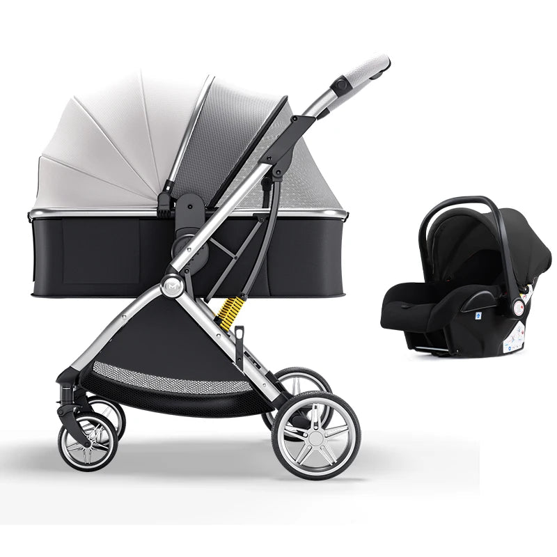 Luxurious Baby Stroller 3 in 1 Can Sit Can Lie Baby Pram Portable Baby Travel System Baby Pushchair for Newborn