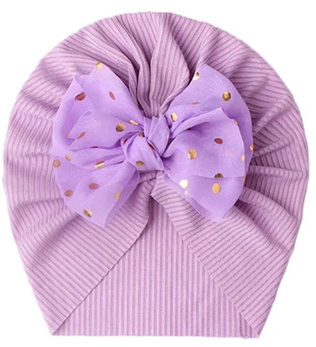 Cute Bow Baby Turban Hat Soft Elastic Beanie for Newborn Girls Summer