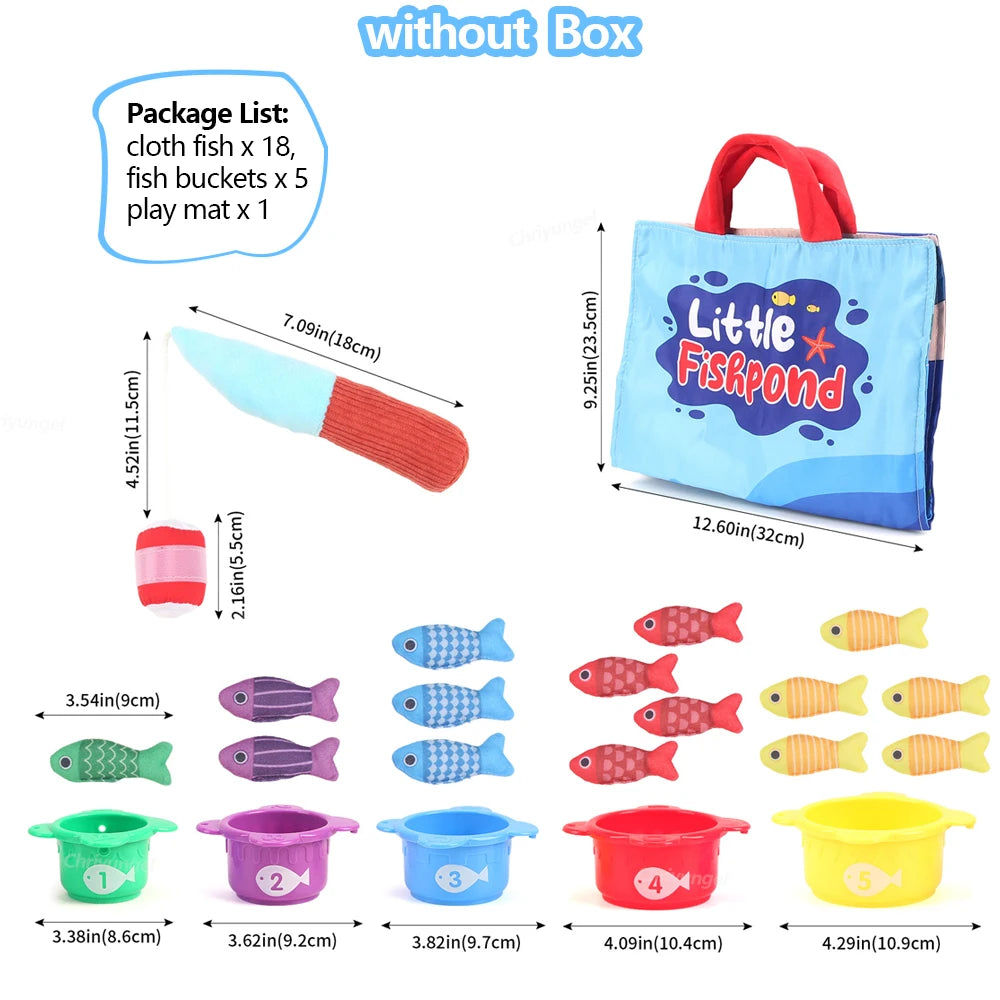 Plush Fishing Toys Baby Toys with Stacking Cups Sorting Educational Learning Montessori Toys for Toddler Gifts 1-3 Year Boy Girl