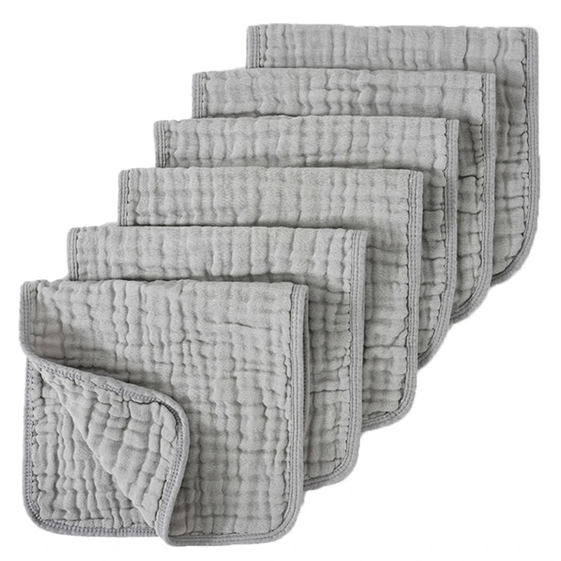 6pcs/lot Muslin 6 layers Cotton Soft Baby Towels Baby Face Towel Handkerchief Bathing Feeding Face Washcloth Wipe Burp Cloth