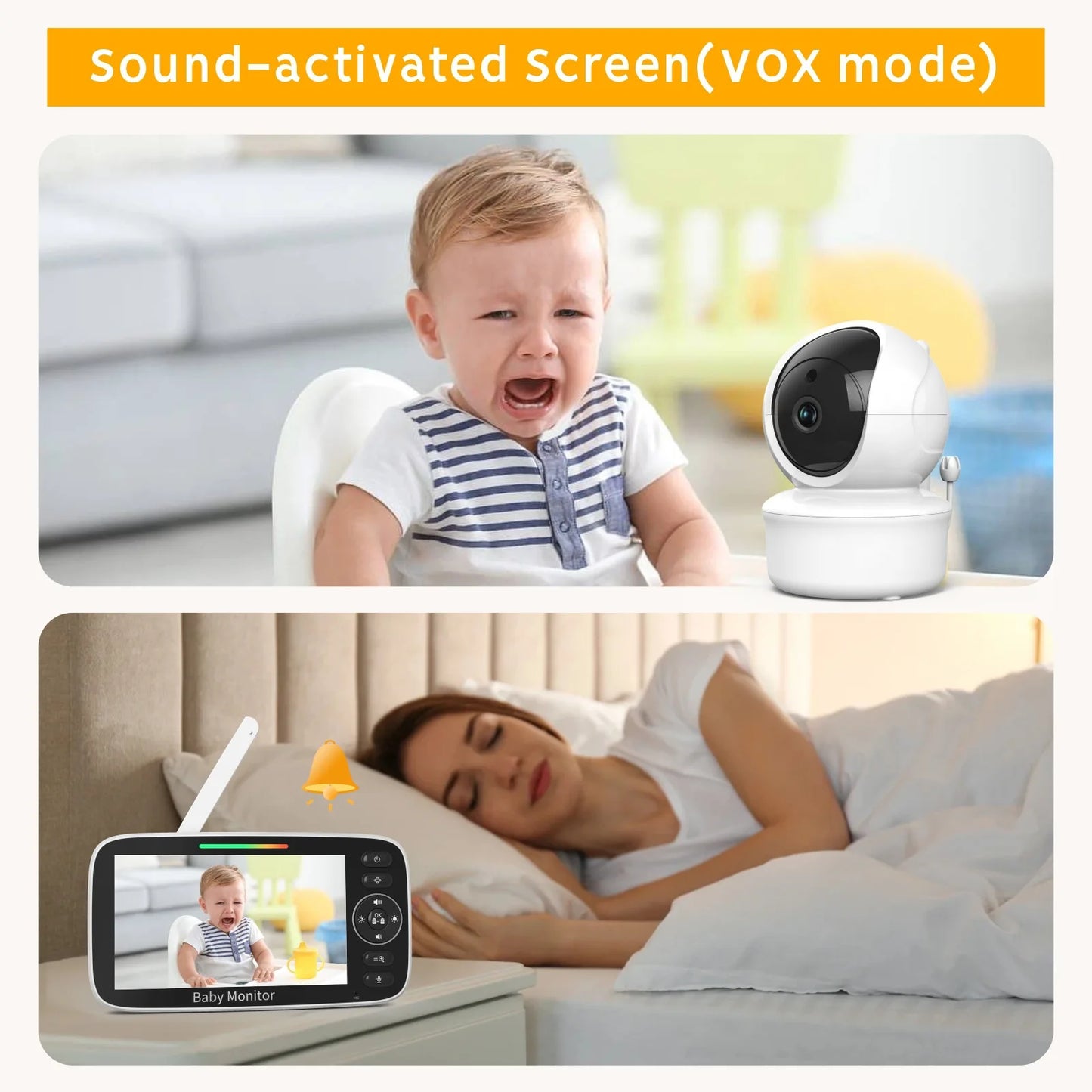 5″ HD Baby Monitor SM530A 720P Night Vision Lullabies