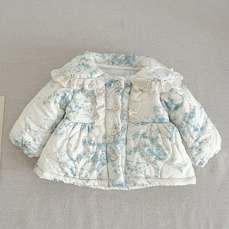 Winter Infant Baby Girls Long Sleeve Sweet Printing Thicken Cotton Jumpsuit Newborn Kids Baby Girls Clothes Rompers