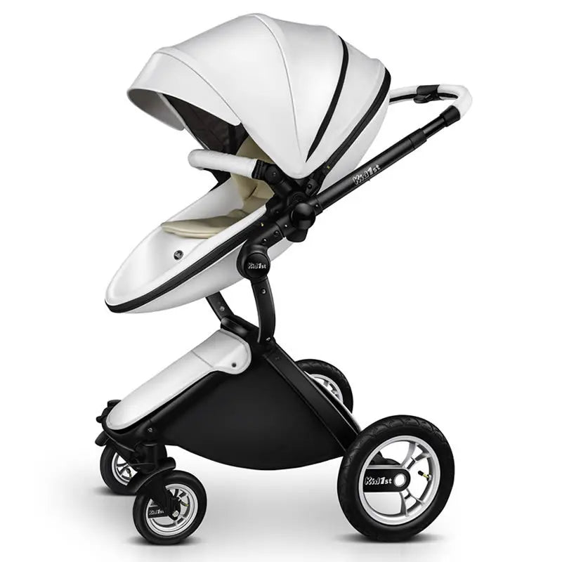 Baby stroller 2 in 1, Luxury PU leather Newborn Carriage,High Quality Landscape two way trolley car, baby Pushchair shell pram