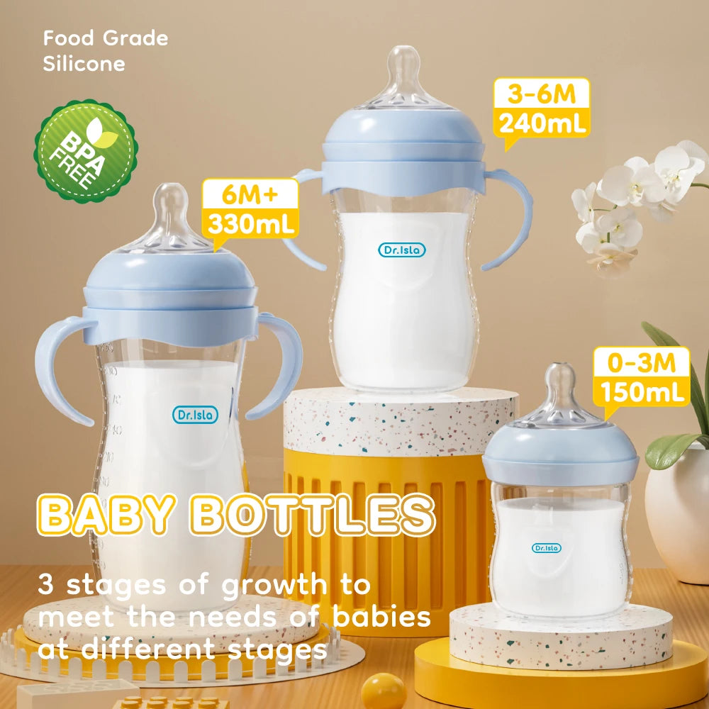 New 1PCS 150/240/330ML Baby PP Bottle Newborn Baby Bottle with Handle Milk BottleFeeding  Baby Bottles Newborn Feeding Supplies