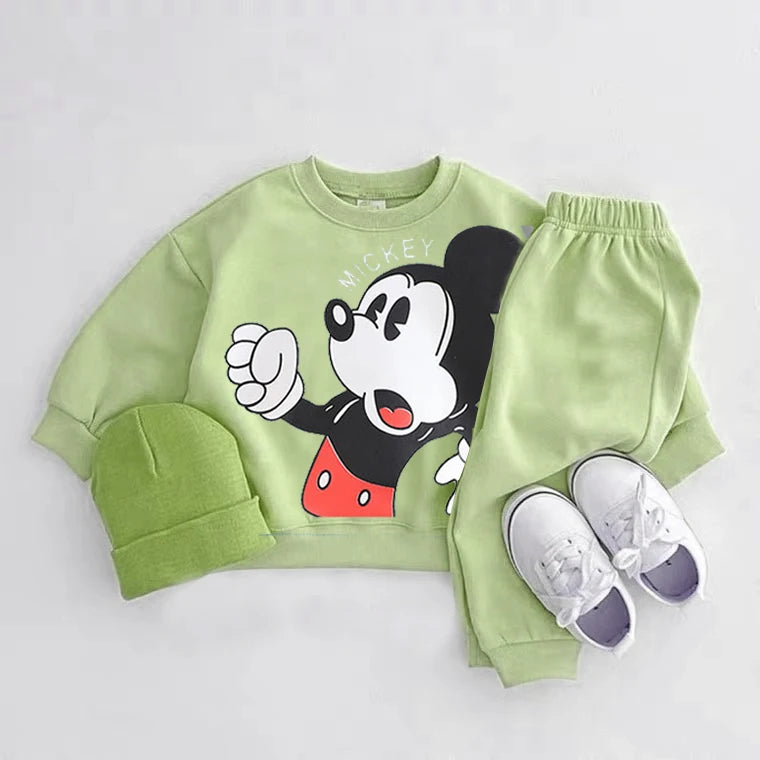 Mickey Print Tops 2 Piece/Set Boys And Girls New Casual Fashion Costume Cartoon Sports Long Sleeve Sweatpants Sets