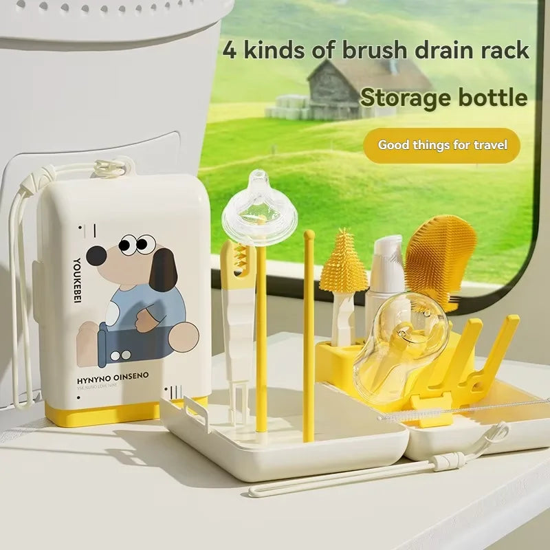 Portable Bottle Brush Cup Brush Silicone Cleaning Brush Newborn Baby Cleaning Brush Pacifier Rinse Set easter gift