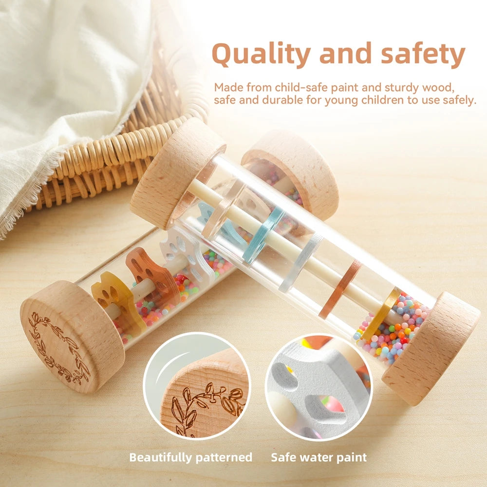 Montessori Baby Toys Wooden Cartoon Block Rattle Toys Early Educational Toys for Kids Wooden Craft Toddler Toys Baby Accessories