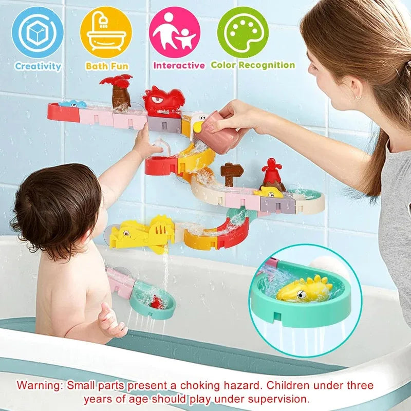 BaBy Spray Outside Pool Bathtub Toys，Water Toys for Kids Bath Toys DIY Building Water Slide Tracks Wall Track Building Set