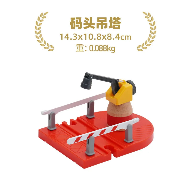 Wooden Train Track Racing Railway Street Sign Toys Bridge Tunnel Track Accessories Wood Tracks Creative Toys For Children Gift