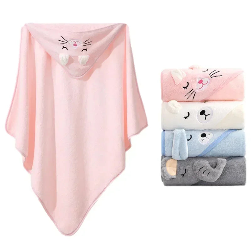 Towels Newborn Cartoon Animal Baby Bath Soft Hooded Towel Blanket Toddler Bathrobe Warm Sleeping Swaddle Wrap for Boys Girls
