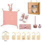 Newborn Bath Gift Set – Cotton Blanket, Milestone Cards & Rattle