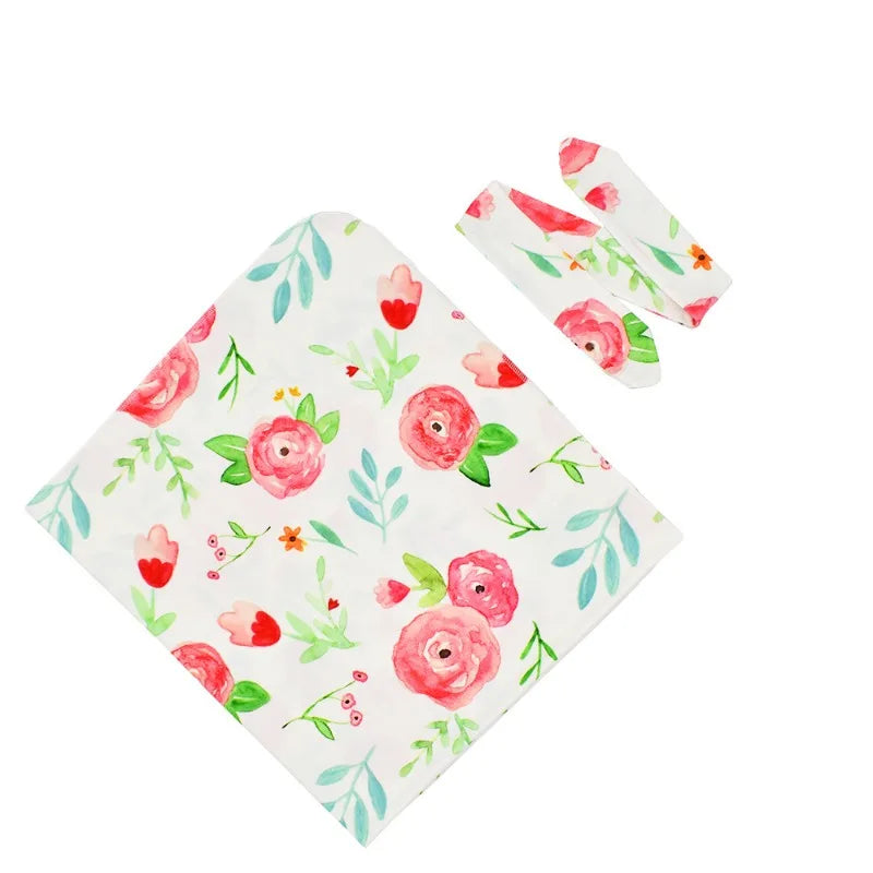 Organic Muslin Swaddle&Hat Set-Boho Rainbow Newborn Photography Props for Unisex Baby Boys&Girls,Birth Announcement Photo bebe