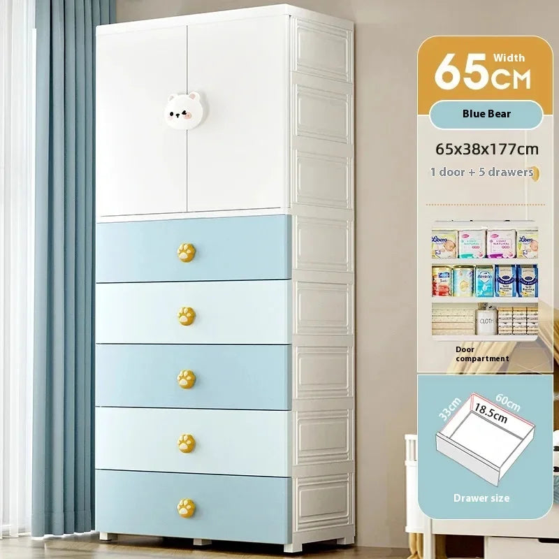 Foldable Storage Cabinet Wardrobe Filing Plastic Chest Modular Wardrobes Baby Cupboard Drawer Armarios Bedroom Furniture