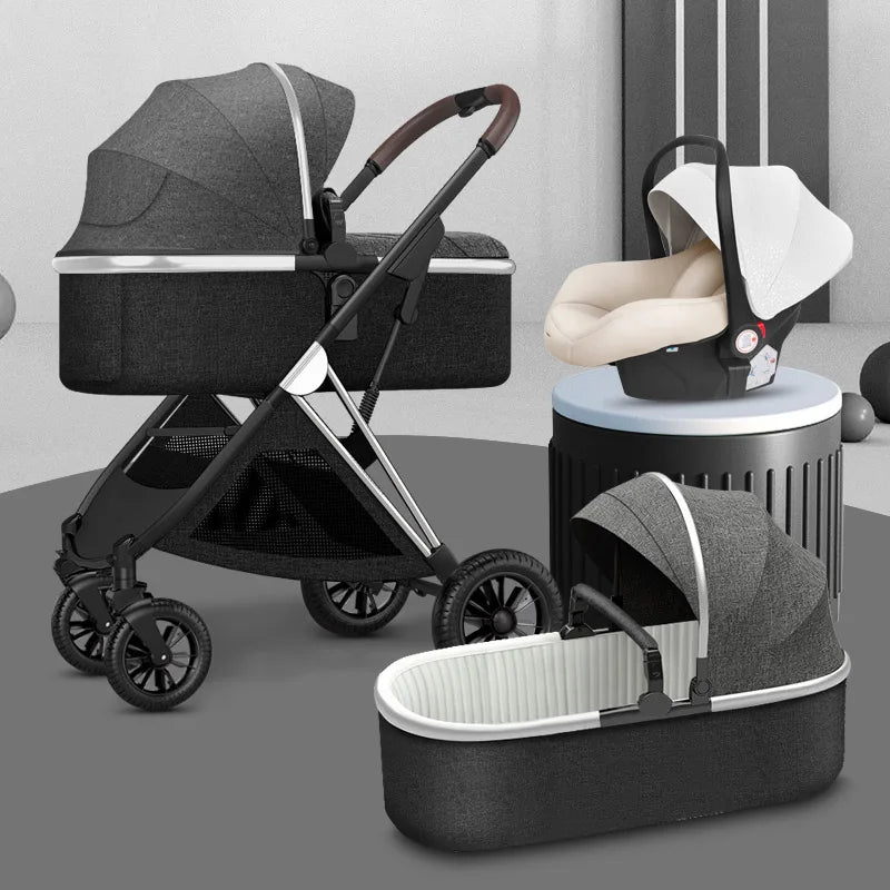 BETSOCCI Baby Stroller Four Wheel Trolley 2 in 1/ 3 in 1 High Landscape Folding Portable Trolley Two Way