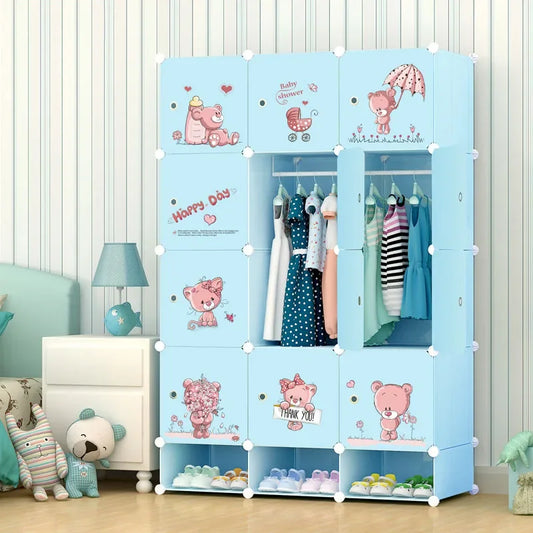 Low Profile Kids Storage Cabinet Cute Baby Clothes Organizer With Plastic Shelves For Nursery Toddler Room Furniture