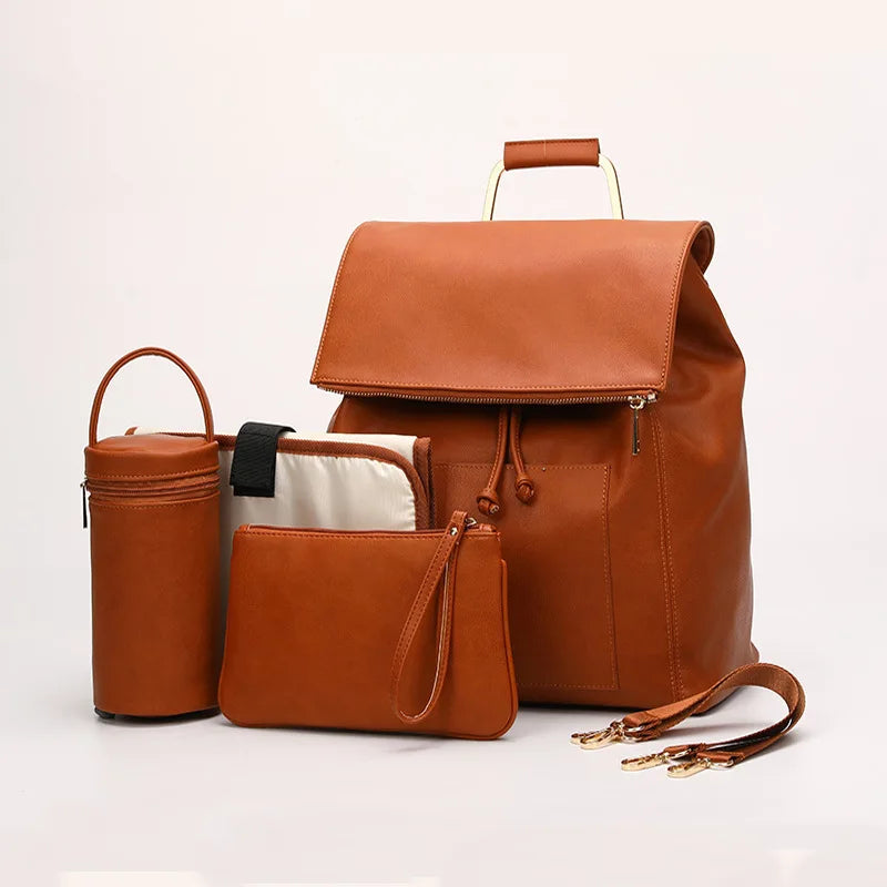 Infant & Baby PU Leather Diaper Bag – Nursing & Travel Friendly