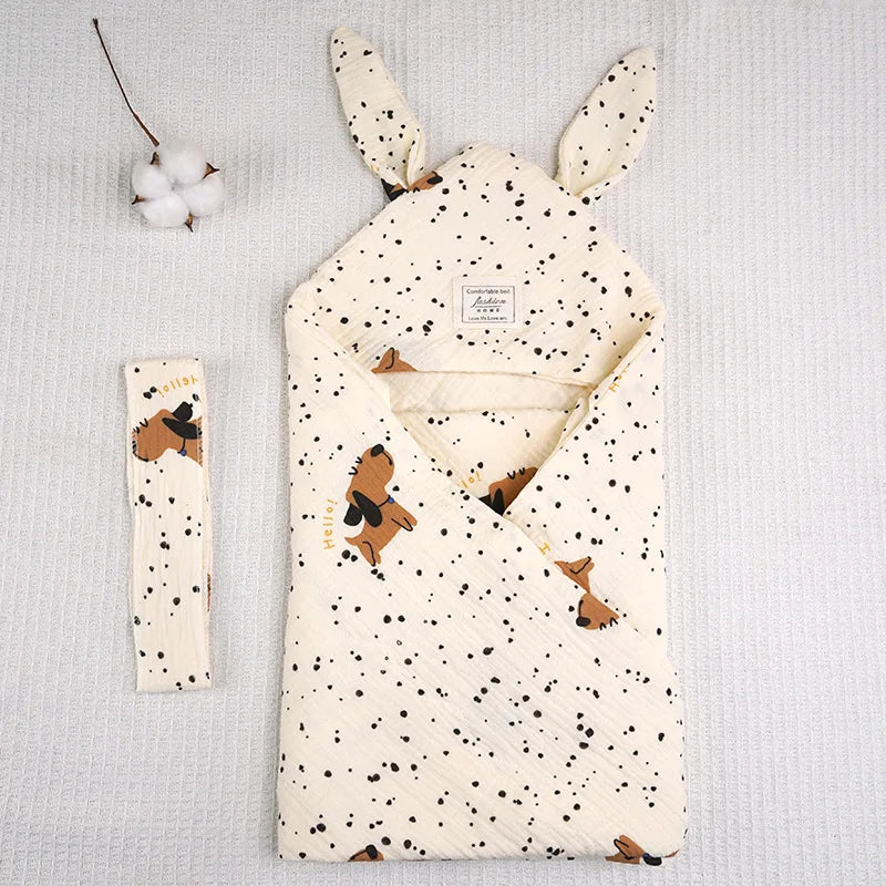 Couverture d'emmaillotage pour nouveau-né, double face, en gaze froissée respirante, disponible pour la salle de maternité. Produits d'emmaillotage pour bébé.