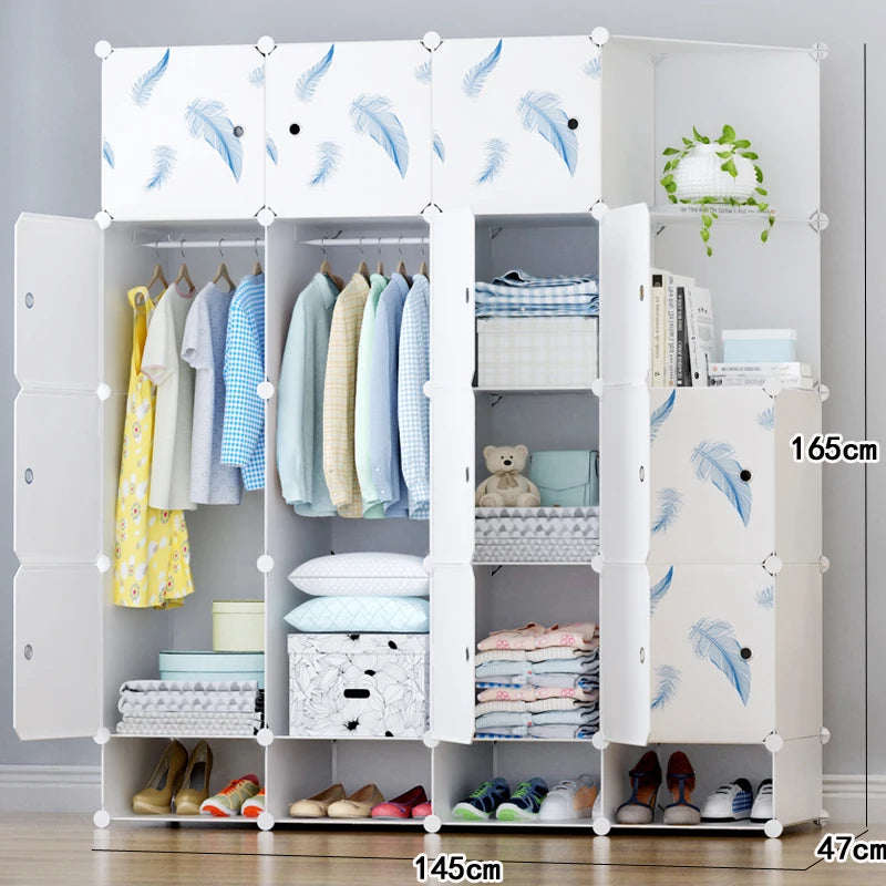 Minimalist Modern Closet Plastic Cube Fabric Storage Baby Open Clothes Wardrobe Nordic Bedroom Guarda Roupa Furniture For Room