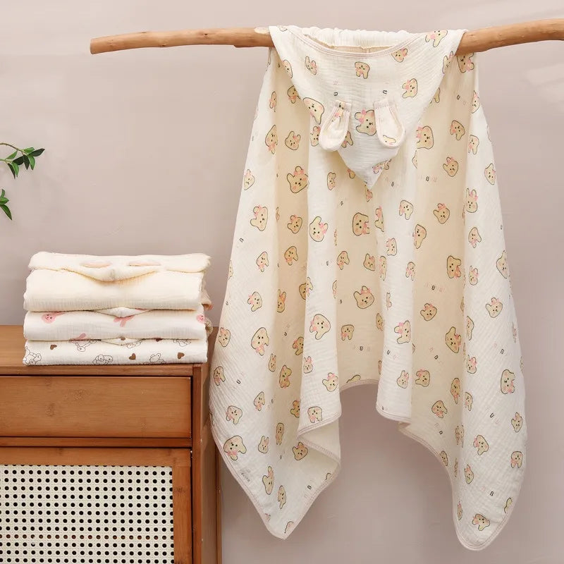 Children Hooded Bath Towel Cute Kids Beach Towel Cloak Cartoon Animal Style Newborn Bathrobe Quilt Washcloth Bathrobes