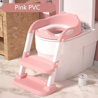 Children's Potty Training Seat – Folding Toilet Ladder with Adjustable Step Stool