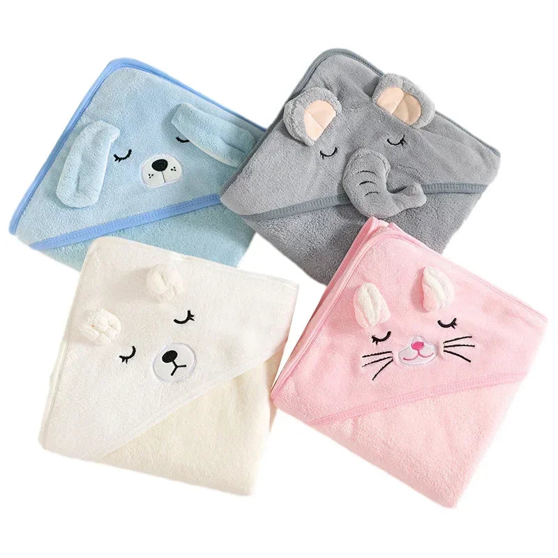 Towels Newborn Cartoon Animal Baby Bath Soft Hooded Towel Blanket Toddler Bathrobe Warm Sleeping Swaddle Wrap for Boys Girls