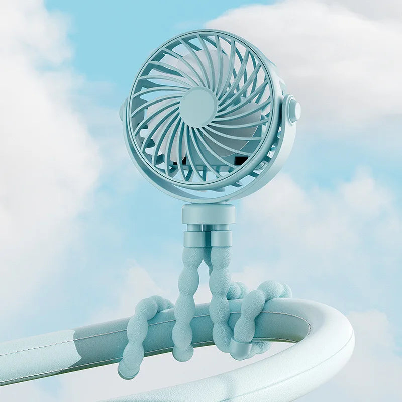 Baby Stroller Fan Mini Portable Outdoor Fan USB 3 Speed Flexible Octopus Fan Tripod Clip on Handheld Fan for Stroller Crib