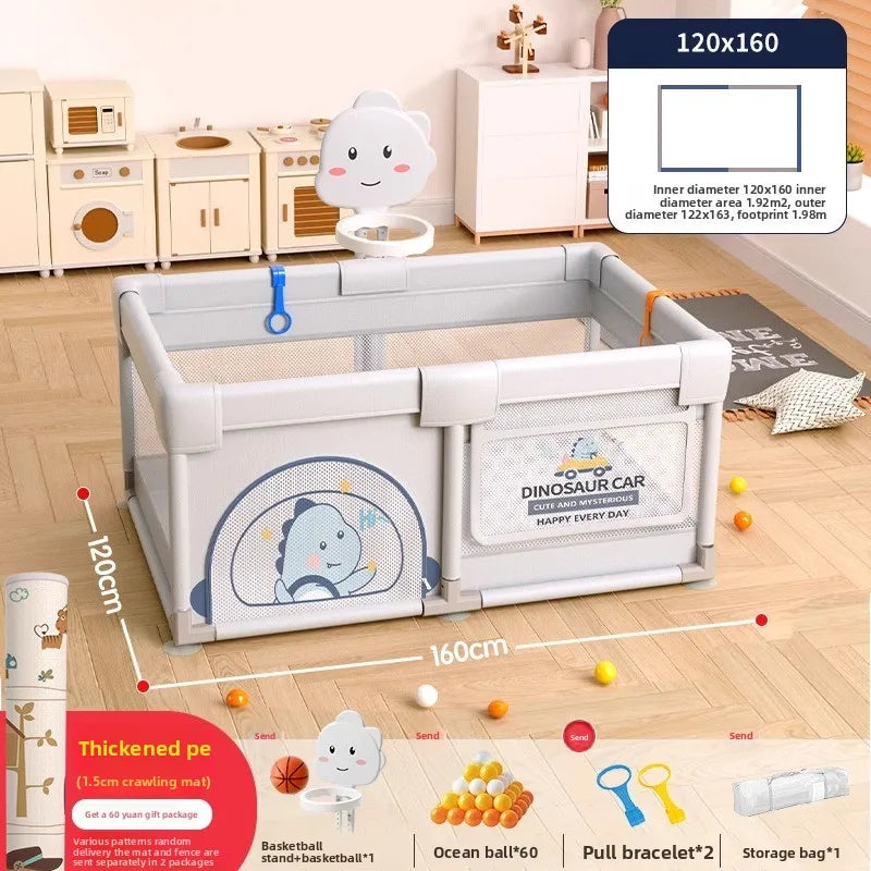 Parc de jeux sécurisé pour enfants avec barrière de sécurité et tapis