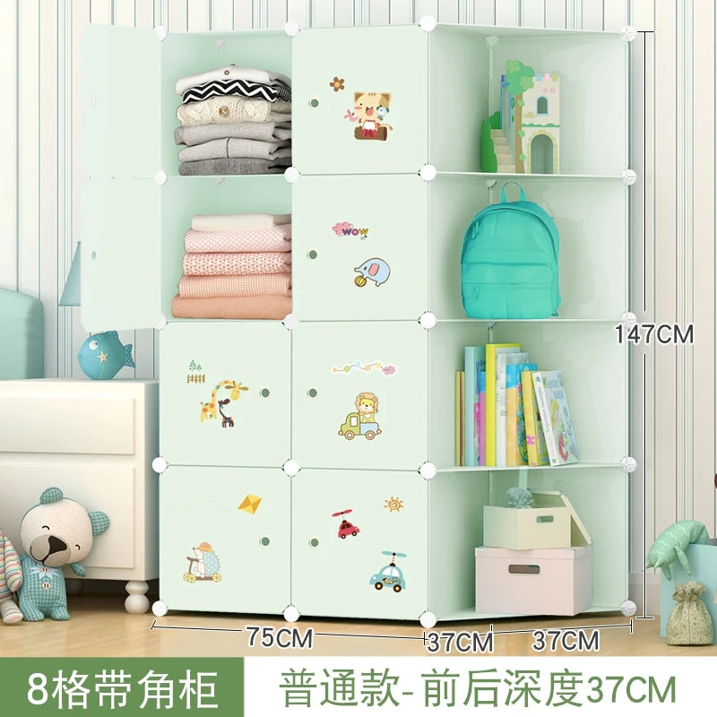 Kids Plastic Closet Storage Clothes Organizer Shelf Modern Minimalist Bedroom Baby Wardrobe Cheap Small Muebles Home Furniture