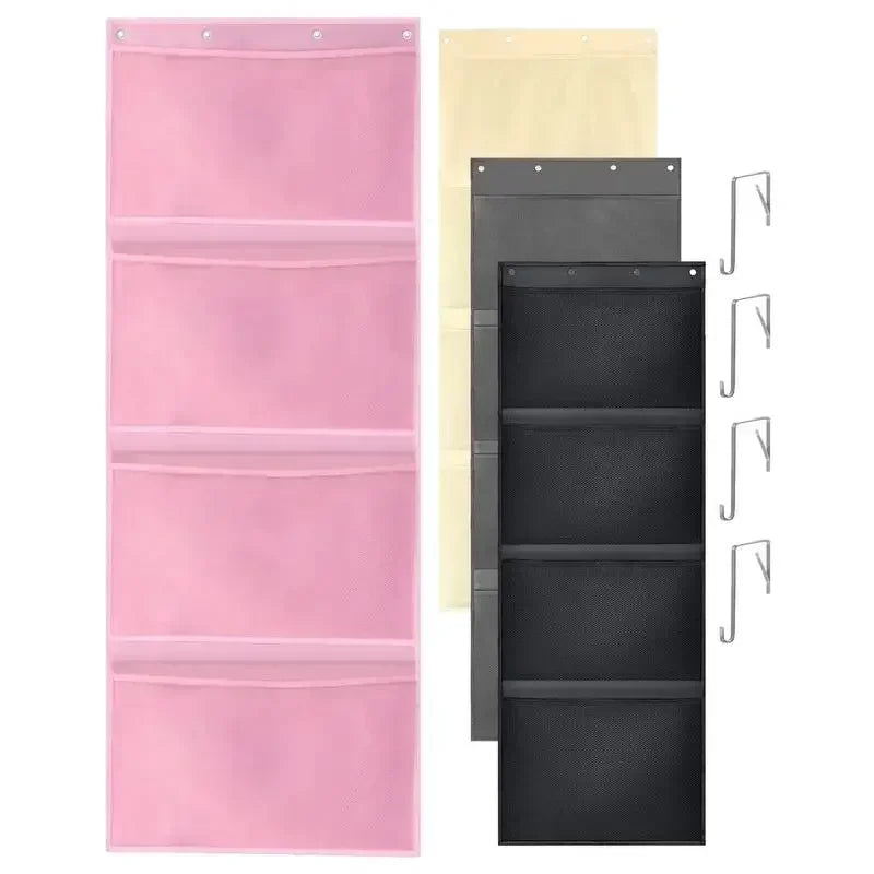 New Stuffed Storage Bag Over The Door Stuff Animals Organizer Hanging Mesh Bags 4 Large Pockets for Baby Plush Toys Kids Storage