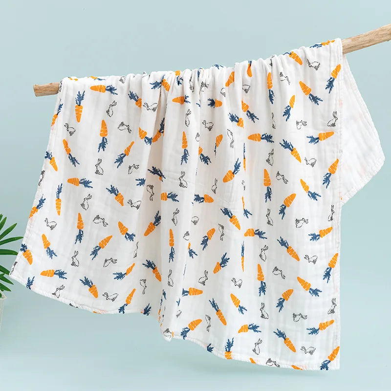 Size 110*110CM 1PC 6 Layers Muslin Cotton Fiber Muslin Baby Swaddles Soft Newborn Wrap Multifunction Infant Blankets Bath Towel